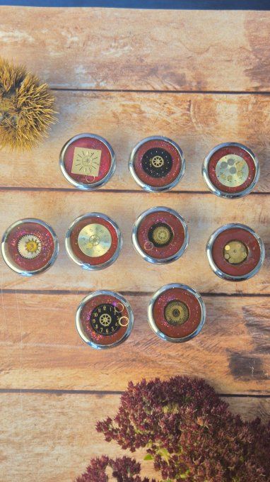 Bouton de placard, patère, commode, tiroir, chevet  roses  avec paillettes 