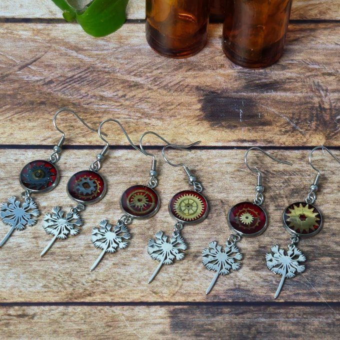 Boucles d'oreilles fleur de pissenlit 