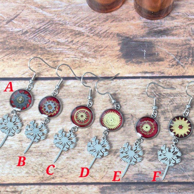 Boucles d'oreilles fleur de pissenlit 