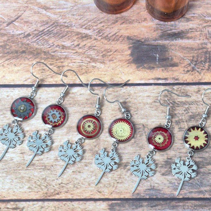 Boucles d'oreilles fleur de pissenlit 