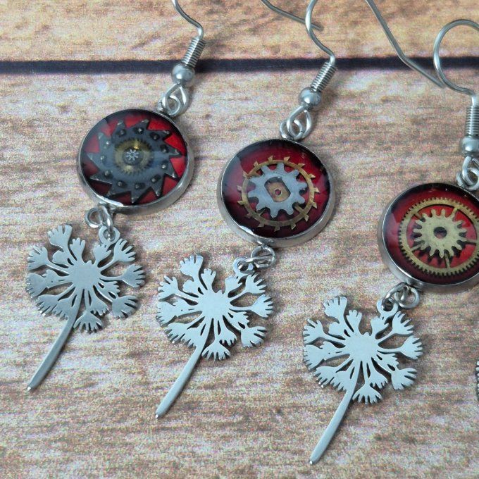 Boucles d'oreilles fleur de pissenlit 