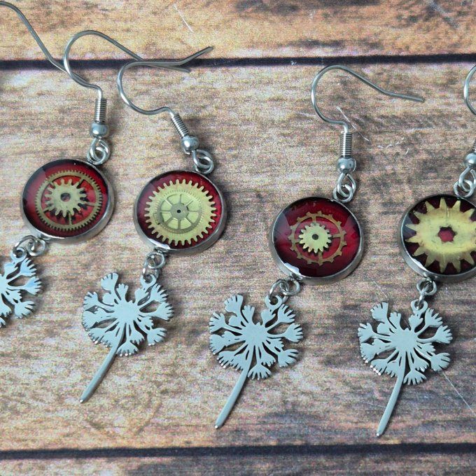 Boucles d'oreilles fleur de pissenlit 