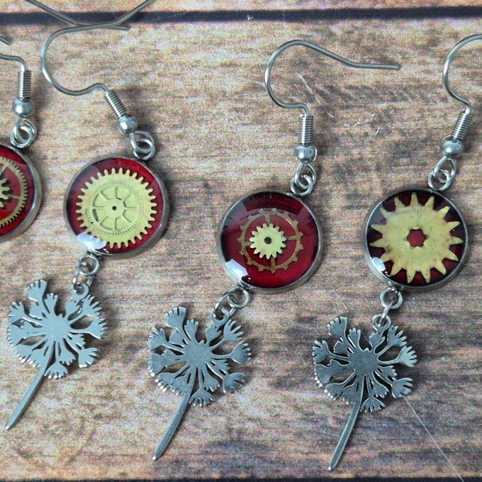 Boucles d'oreilles fleur de pissenlit 