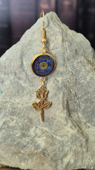 Boucle d’oreille à l’unité steampunk – Bijou original  