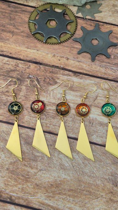 Boucle d’oreille à l’unité steampunk – Bijou original    