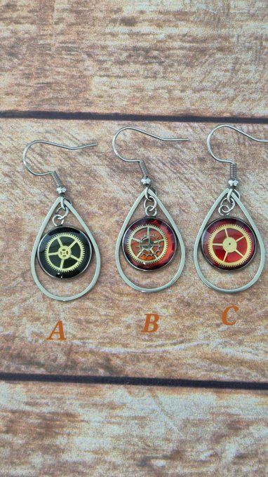Boucle d’oreille à l’unité steampunk – Bijou original   
