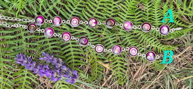 Bracelets steampunk violet “Roue Libre” – Mécanismes de montres recyclées 