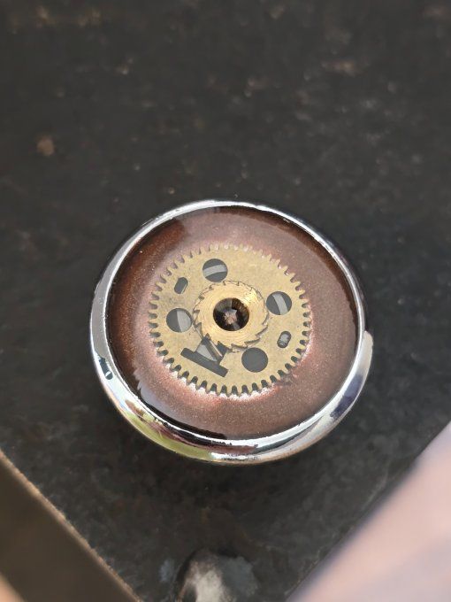 Bouton de meuble steampunk marron et gris – pièce artisanale recyclée
