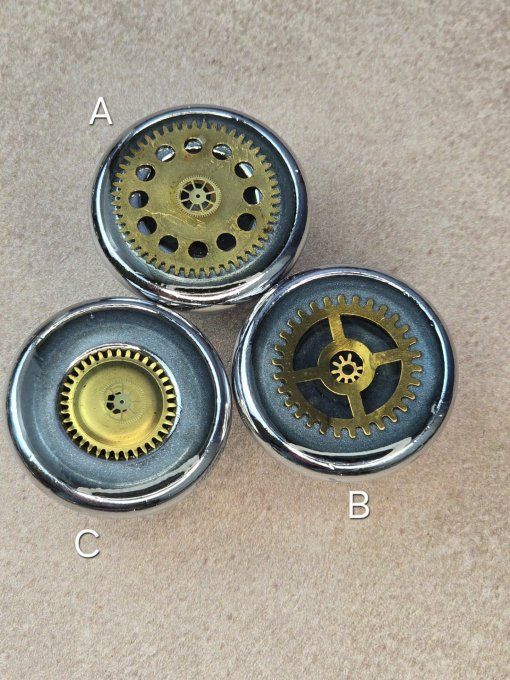 Bouton / Patère Steampunk gris bleuté