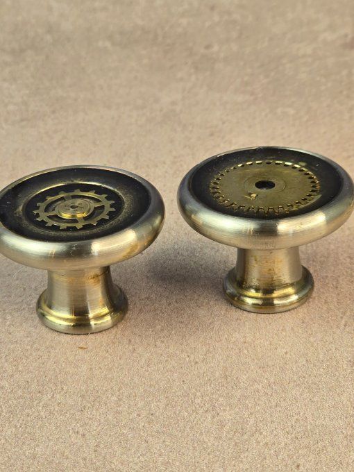Bouton / Patère Steampunk marron gris - Copie