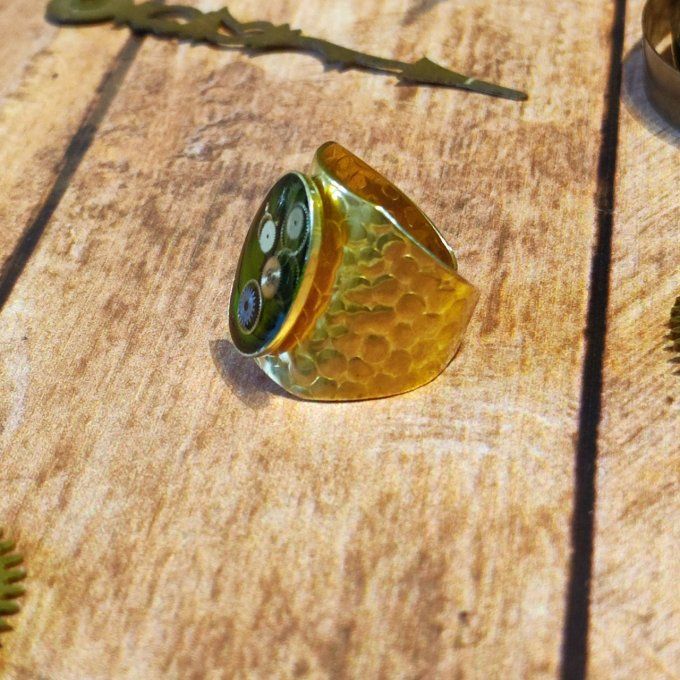 Bague unisexe steampunk verte