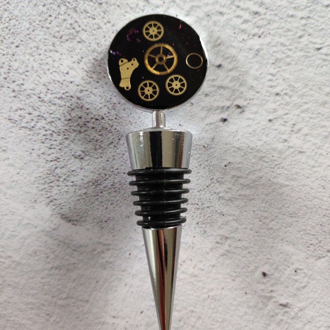 Bouchon de bouteille steampunk noir