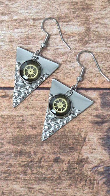 Boucles d'oreilles triangle gris