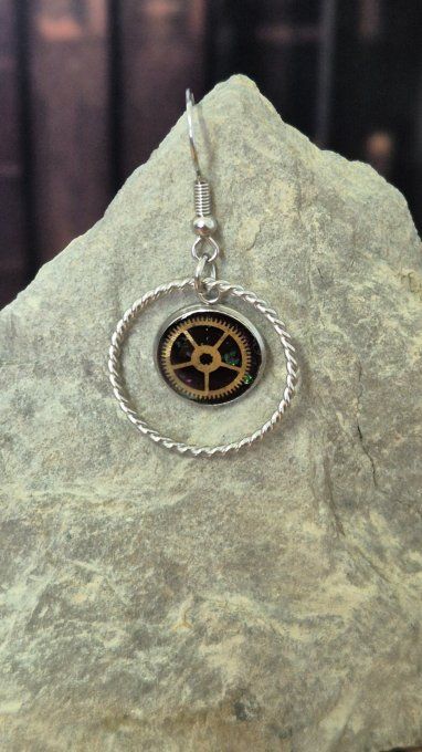 Boucle d’oreille à l’unité steampunk – Bijou original   