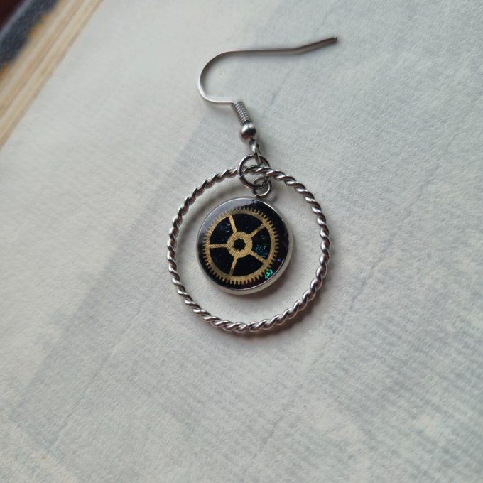Boucle d’oreille à l’unité steampunk – Bijou original   