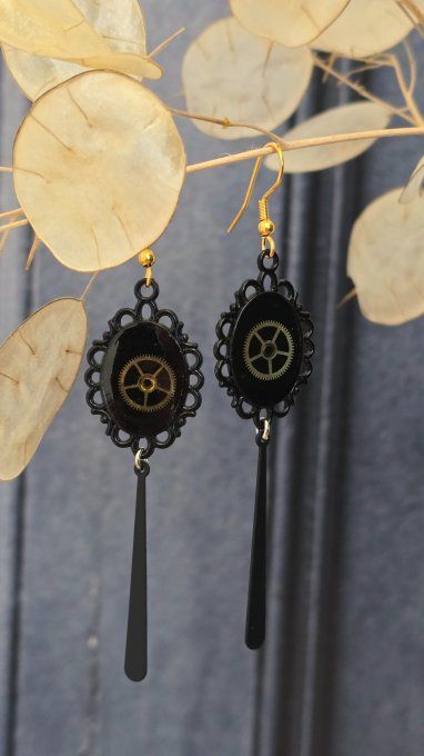 Boucles d'oreilles noires - breloques gouttes