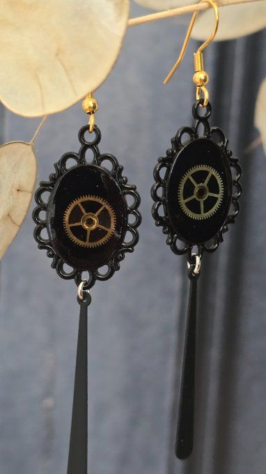 Boucles d'oreilles noires - breloques gouttes