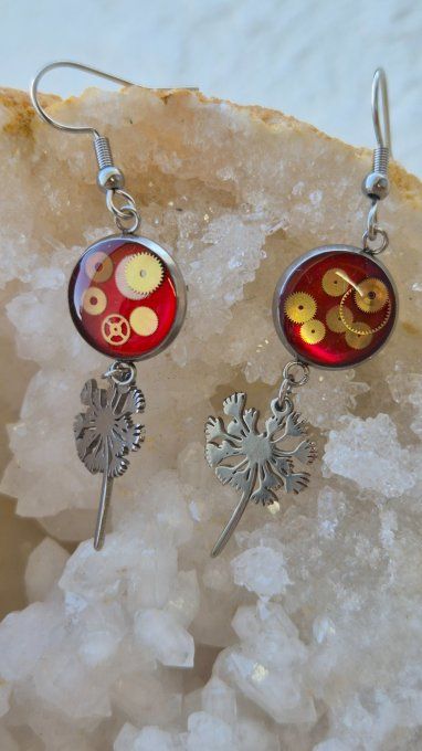 Boucles d'oreilles fleur de pissenlit  