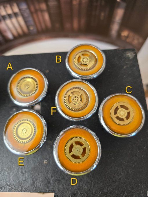 Bouton / Patère Steampunk Orange & Gris