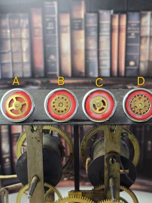 Bouton de meuble steampunk rouge amarante et gris – création artisanale