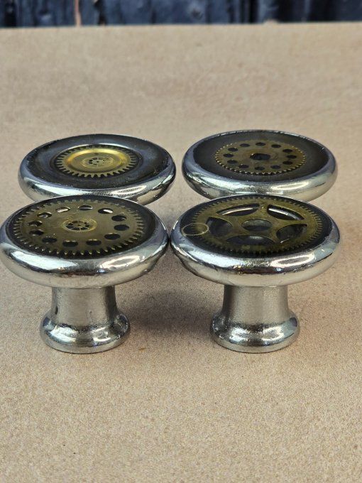 Bouton / Patère Steampunk marron gris