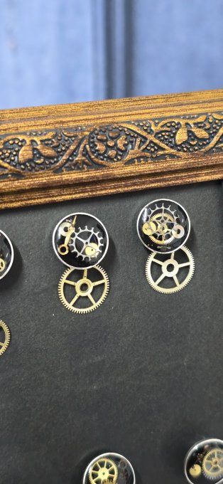 Puces -Clous d’oreilles Gousset Noir & Roue du Temps 