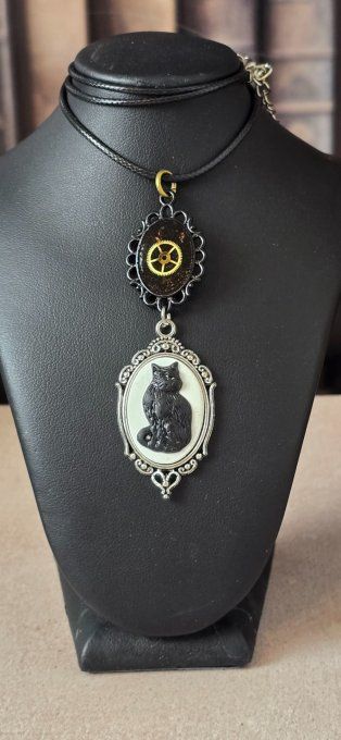 Collier steampunk gothique « Le Chat des rouages »