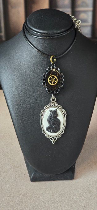 Collier steampunk gothique « Le Chat des rouages »