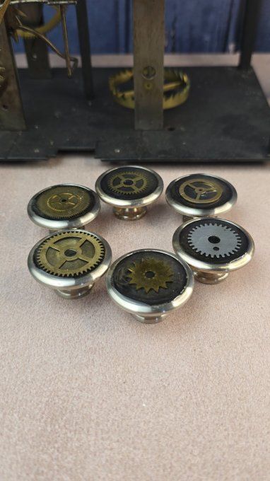 Bouton gris  / Patère Steampunk  