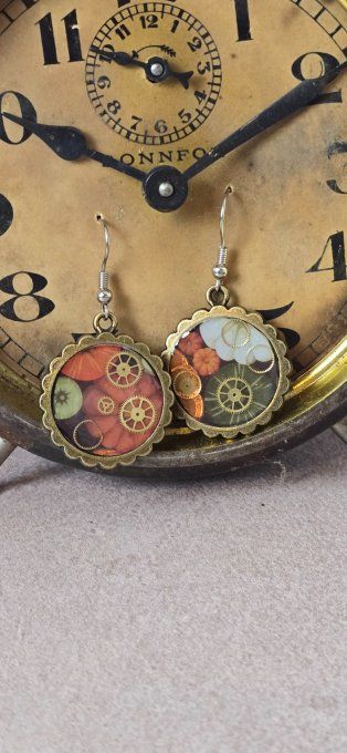 Boucles d’oreilles Halloween –Les rouages du potiron  