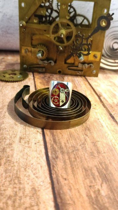 Chevalière steampunk verte - rouge - bleu - noire