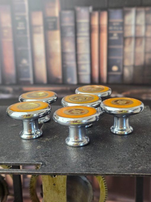 Bouton / Patère Steampunk Orange & Gris