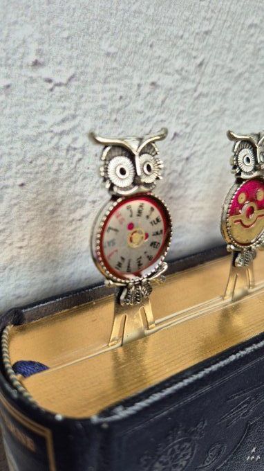 Marque page HIBOU fond rose
