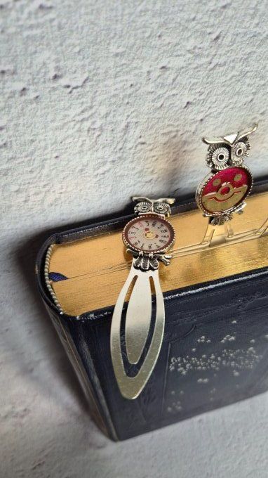 Marque page HIBOU fond rose