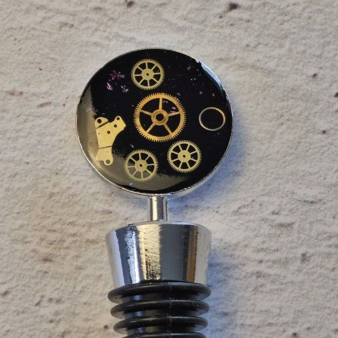 Bouchon de bouteille steampunk noir