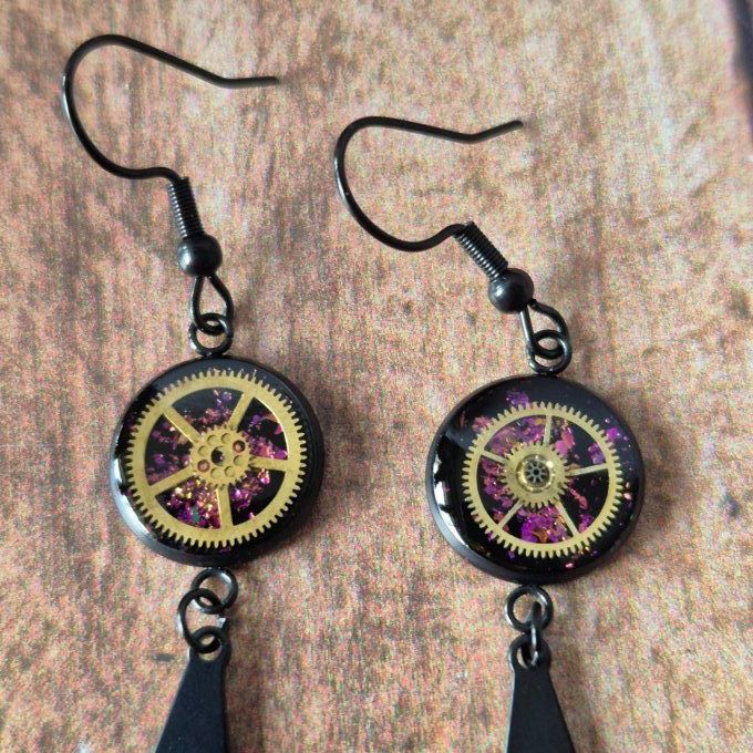 Boucles d'oreilles triangle noir 
