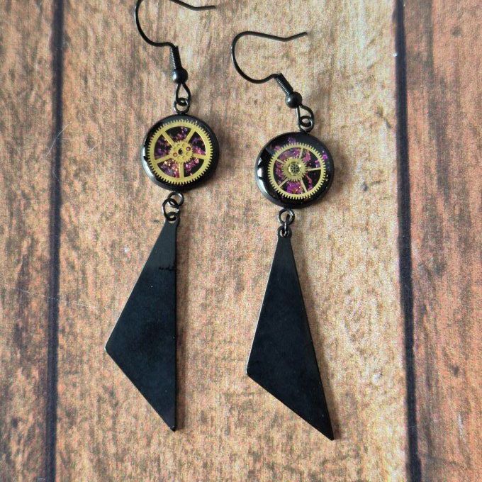 Boucles d'oreilles triangle noir 