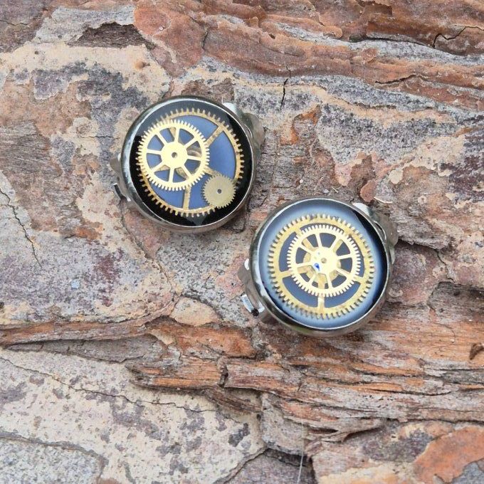 Boucles d'oreilles clip bleu 