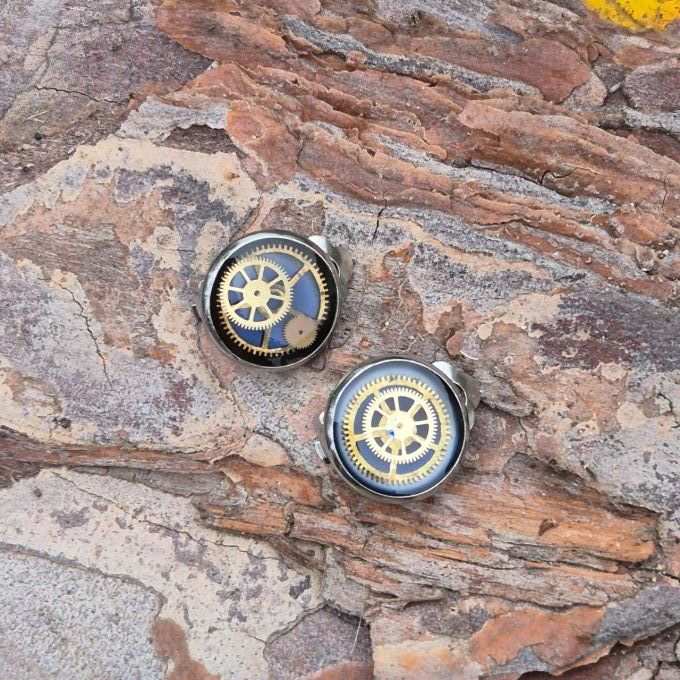 Boucles d'oreilles clip bleu 