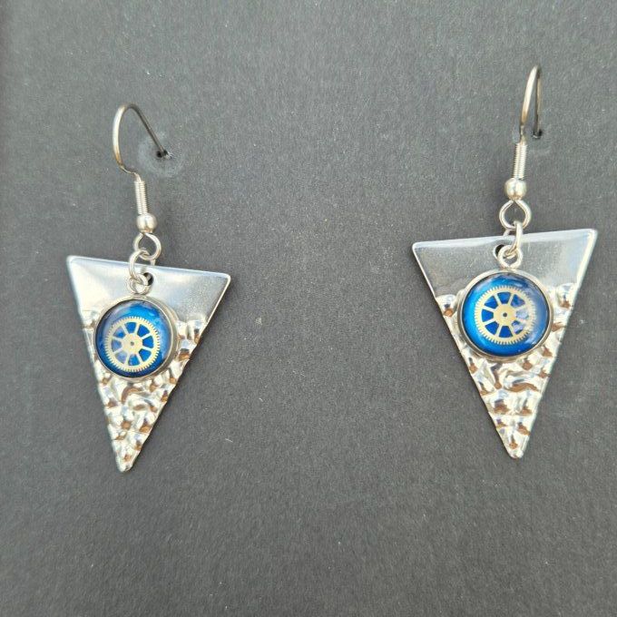 Boucles d'oreilles triangle bleu