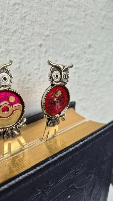 Marque page HIBOU fond rose