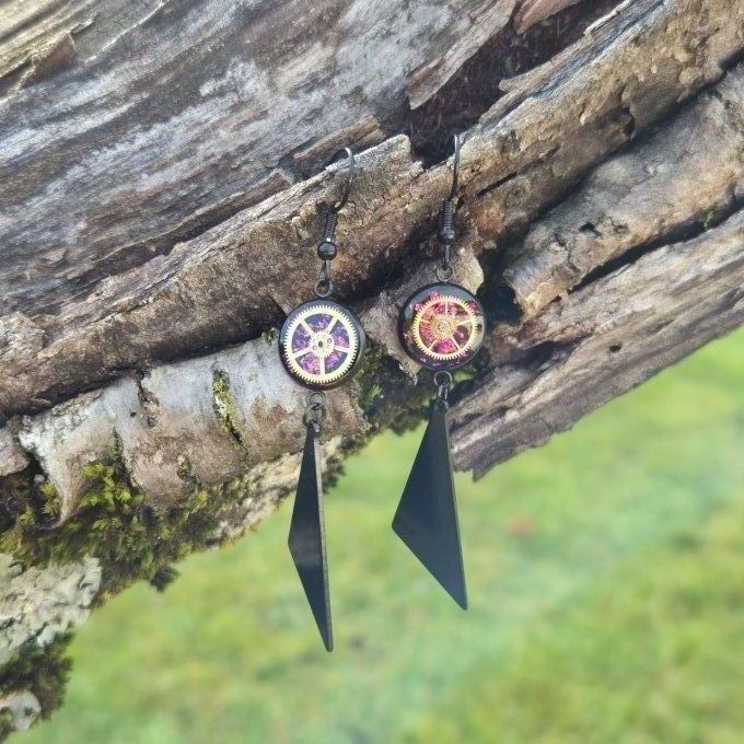 Boucles d'oreilles triangle noir 